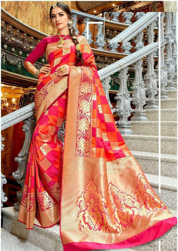 Taffy Pink Banarasi Silk Saree