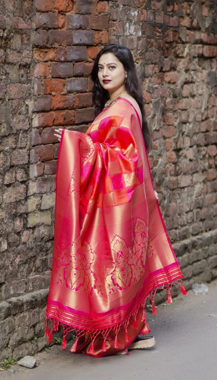 Taffy Pink Banarasi Silk Saree