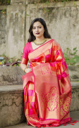 Taffy Pink Banarasi Silk Saree