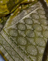 Kalyani – Green Banarasi Katan Satin Silk Saree with Golden Zari Weaving