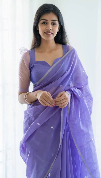 Bhagyashree - Lavender Pure Linen Silk Saree with Jacquard Weaving