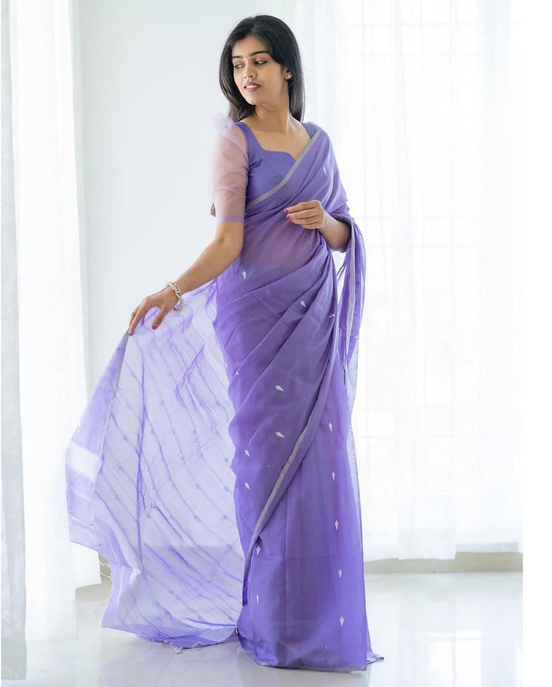 Bhagyashree - Lavender Pure Linen Silk Saree with Jacquard Weaving