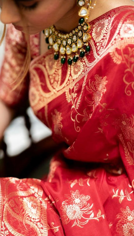 Bucolic Red Soft Silk Saree