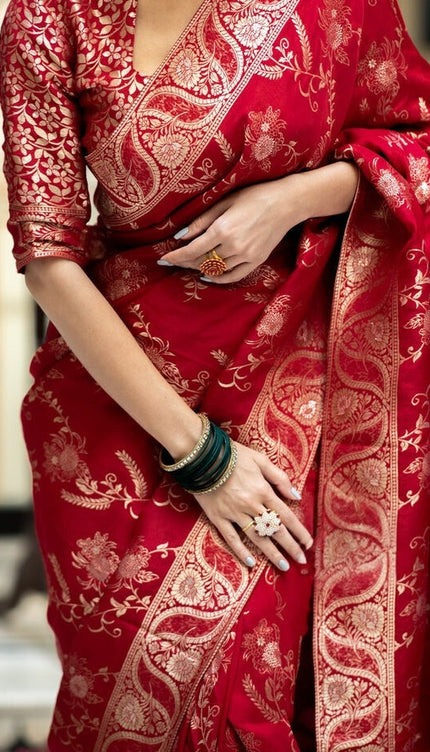Bucolic Red Soft Silk Saree