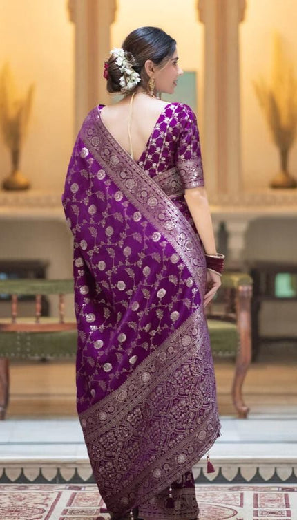 Splendiferous Purple Soft Silk Saree