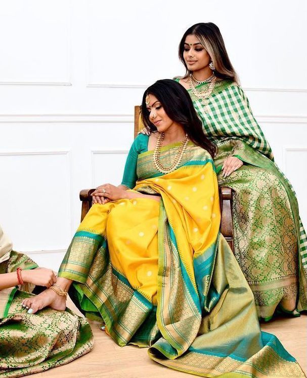 Superior Yellow Banarasi Silk Saree