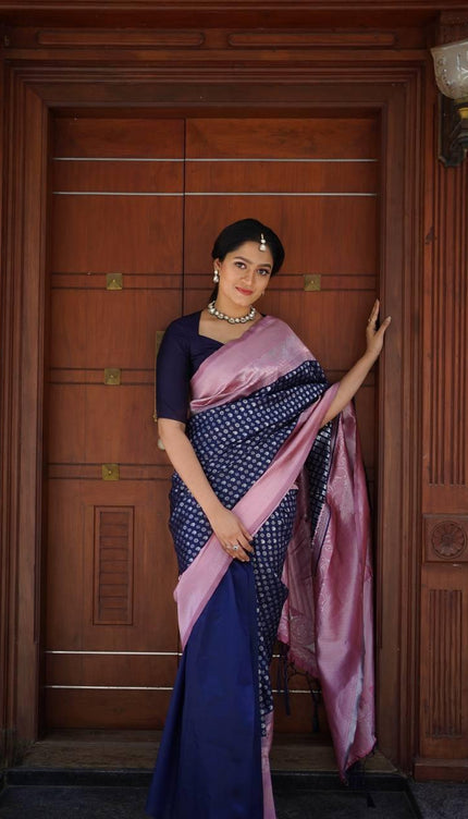 Cobalt Blue Banarasi Silk Saree