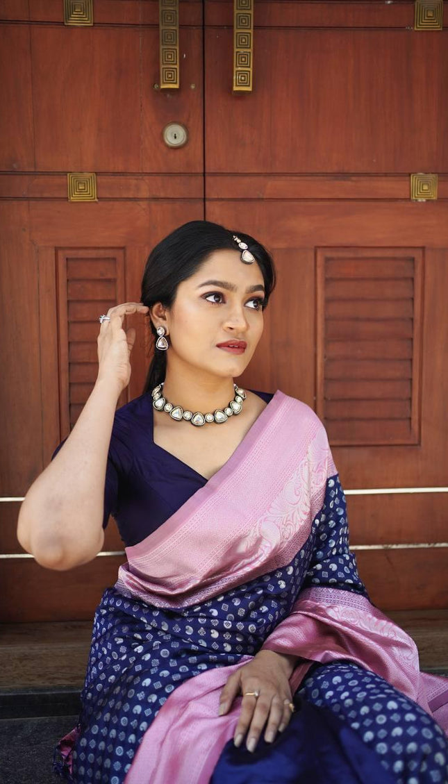 Cobalt Blue Banarasi Silk Saree