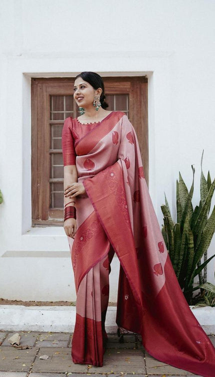 Rufous Red Banarasi Silk Saree