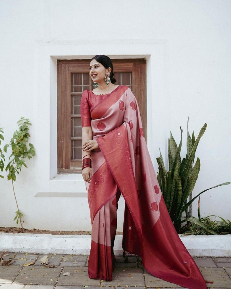 Rufous Red Banarasi Silk Saree