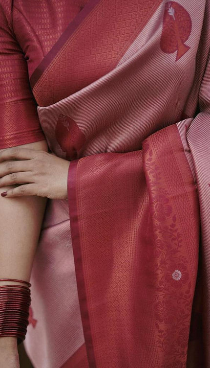 Rufous Red Banarasi Silk Saree