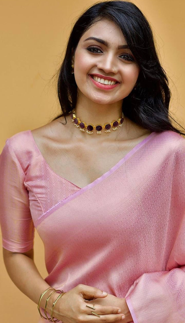Vitality Pink Banarasi Silk Saree