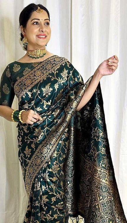 Fructuous Green Banarasi Silk Saree