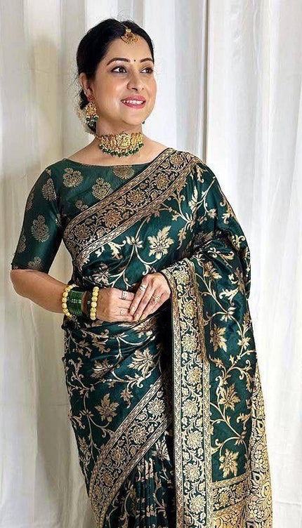 Fructuous Green Banarasi Silk Saree