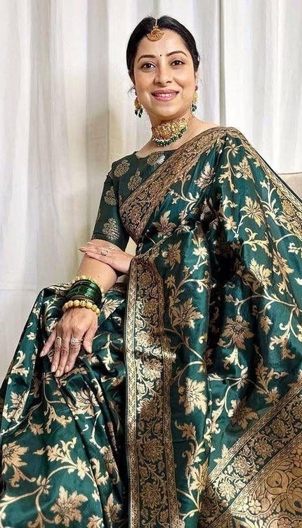 Fructuous Green Banarasi Silk Saree