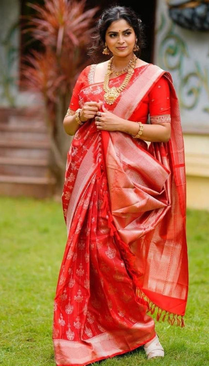 Foxy Red Banarasi Silk Saree
