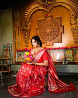 Foxy Red Banarasi Silk Saree