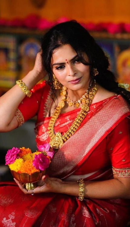 Foxy Red Banarasi Silk Saree