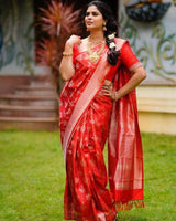 Foxy Red Banarasi Silk Saree