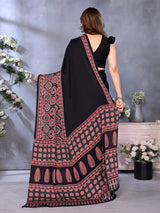 Black Bandhani Print Silk Saree with Patola Pallu
