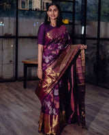 Purple Kanjivaram Silk Saree with Rich Zari Border