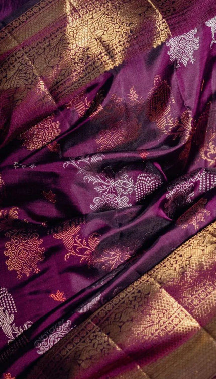 Purple Kanjivaram Silk Saree with Rich Zari Border