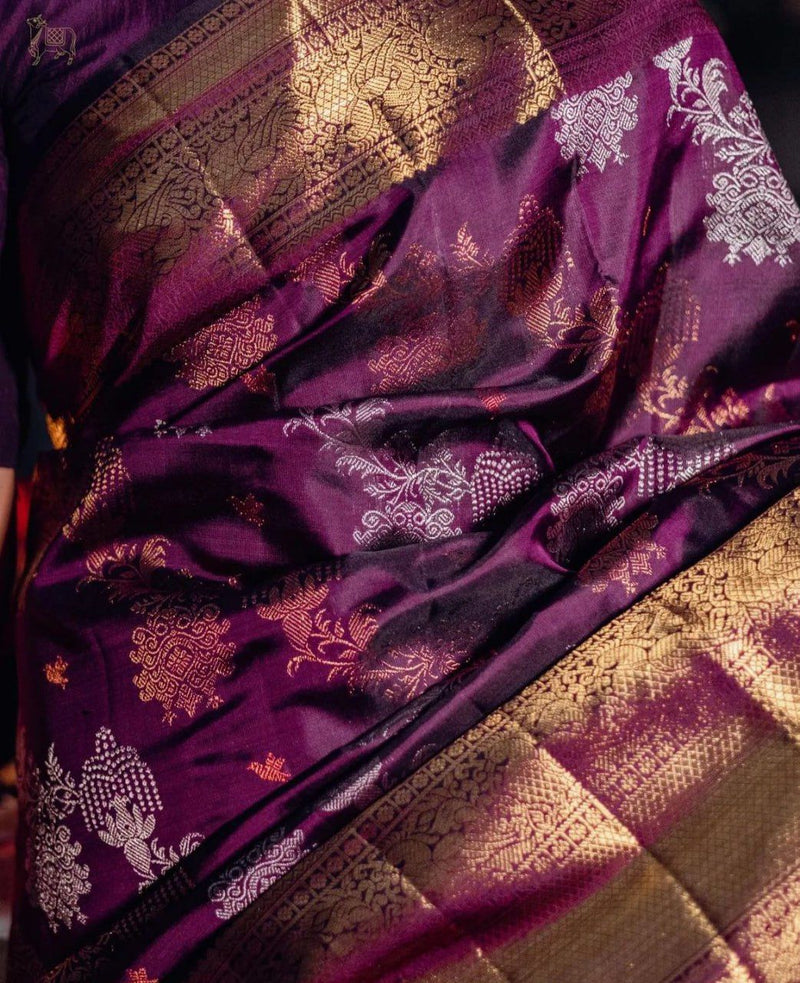 Purple Kanjivaram Silk Saree with Rich Zari Border
