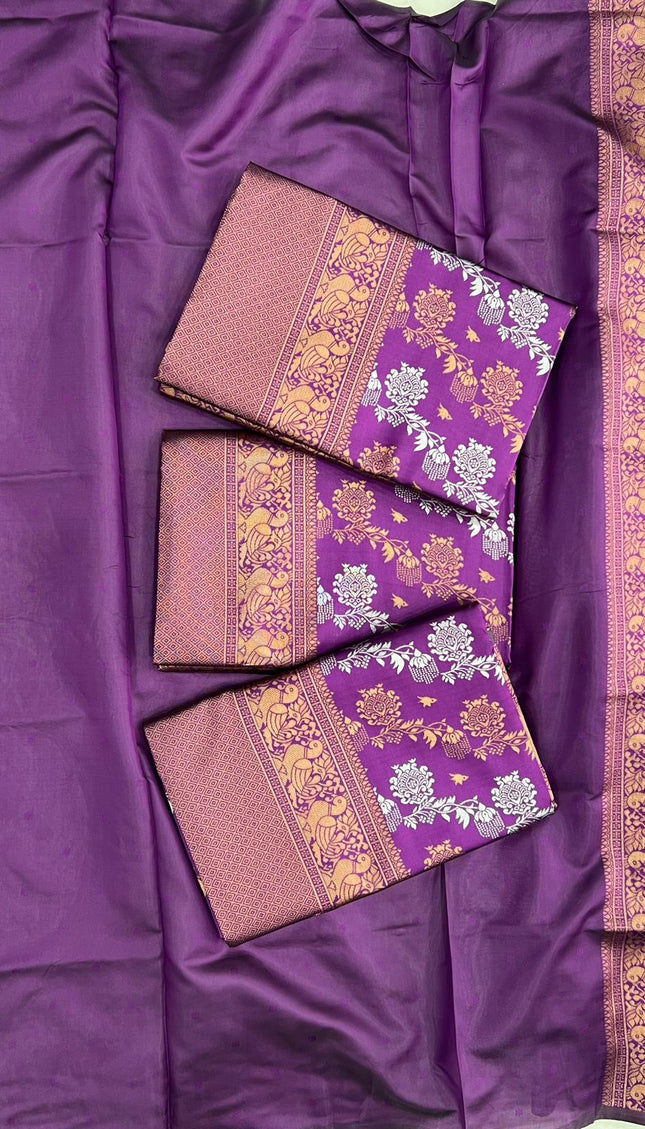 Purple Kanjivaram Silk Saree with Rich Zari Border