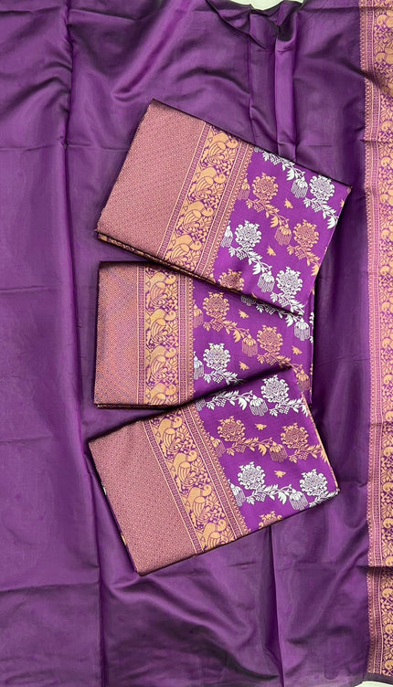 Purple Kanjivaram Silk Saree with Rich Zari Border