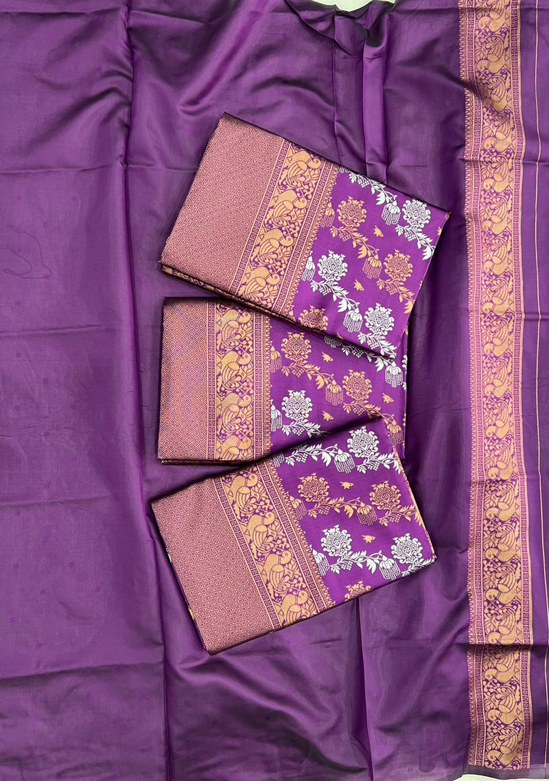 Purple Kanjivaram Silk Saree with Rich Zari Border