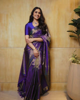 Royal Purple Banarasi Silk Saree with Antique Gold Weave