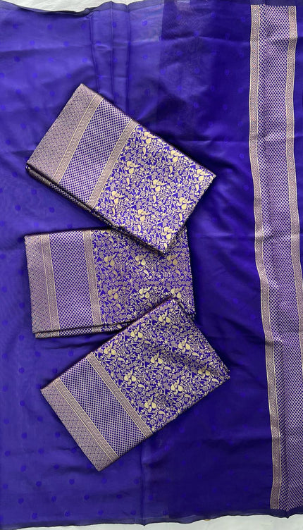 Royal Purple Banarasi Silk Saree with Antique Gold Weave