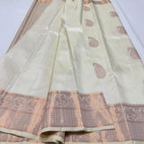 Ivory Kanjivaram Saree with Rose Gold Zari Motifs