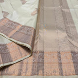 Ivory Kanjivaram Saree with Rose Gold Zari Motifs
