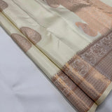 Ivory Kanjivaram Saree with Rose Gold Zari Motifs