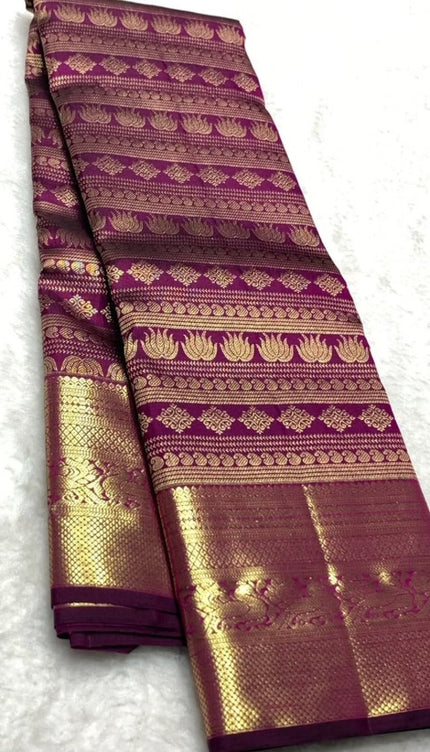 Royal Purple Banarasi Saree with Antique Zari Weave