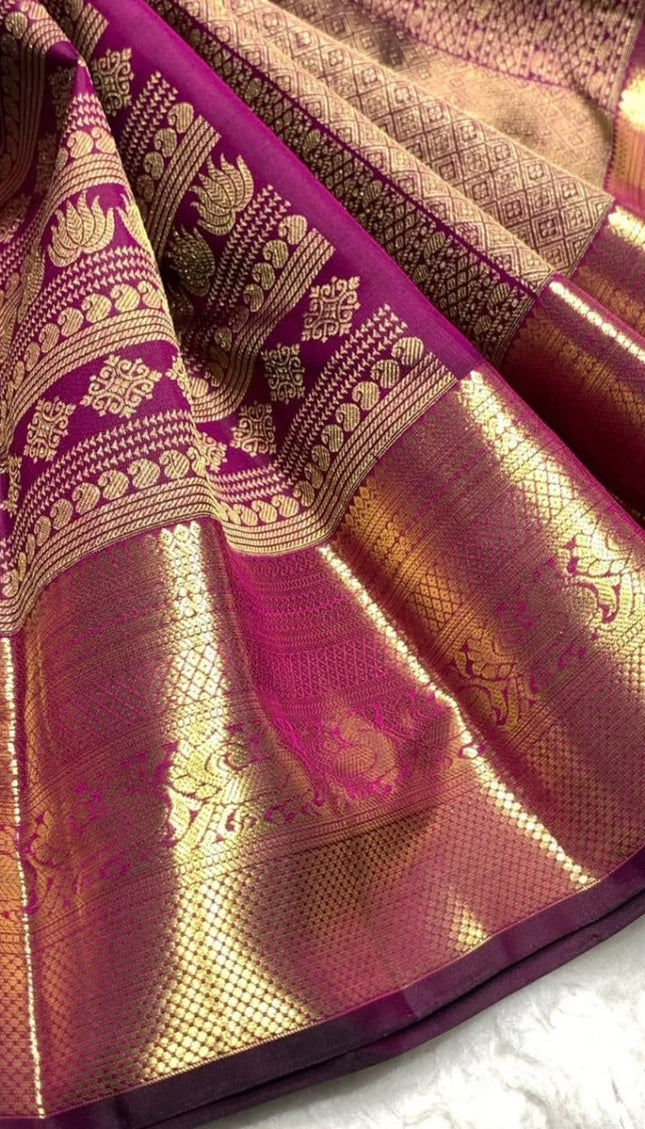 Royal Purple Banarasi Saree with Antique Zari Weave