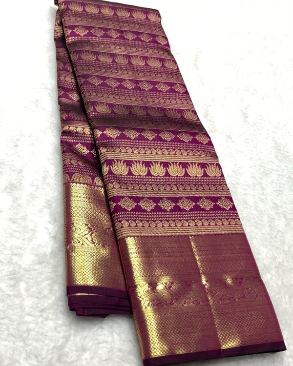 Royal Purple Banarasi Saree with Antique Zari Weave
