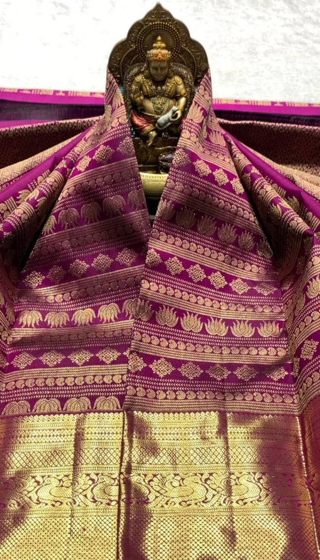 Royal Purple Banarasi Saree with Antique Zari Weave
