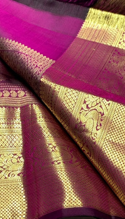 Royal Purple Banarasi Saree with Antique Zari Weave