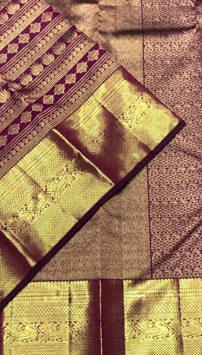 Royal Purple Banarasi Saree with Antique Zari Weave