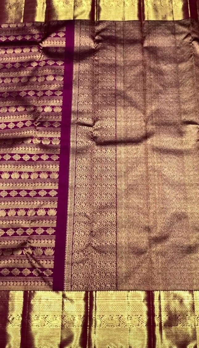 Royal Purple Banarasi Saree with Antique Zari Weave