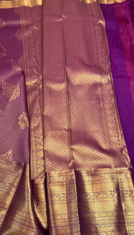 Royal Purple Kanjivaram Saree with Intricate Gold Zari Weave