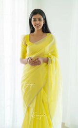 Maithili Yellow Sheer Organza Saree