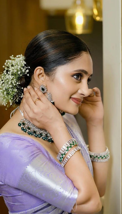 Lavender Soft Silk Saree with Silver Zari Weaving