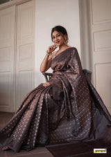Rose Brown Handloom Tissue Silk Saree