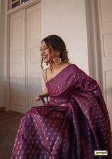 Rose Purple Handloom Tissue Silk Saree