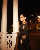 Mithila - Black Silk Saree with Golden Zari Butta and Broad Border