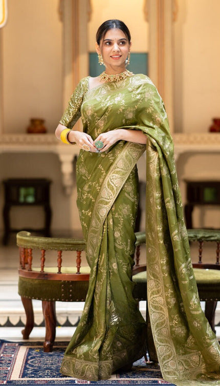 Nemesis Mehndi Soft Silk Saree