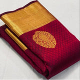 Meenal - Maroon Soft Banarasi Silk Saree with Jacquard Weaving